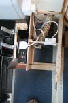 079 56a new place for inverter, Ctek charger, and water inlet looking down bathroom wall see p...jpg